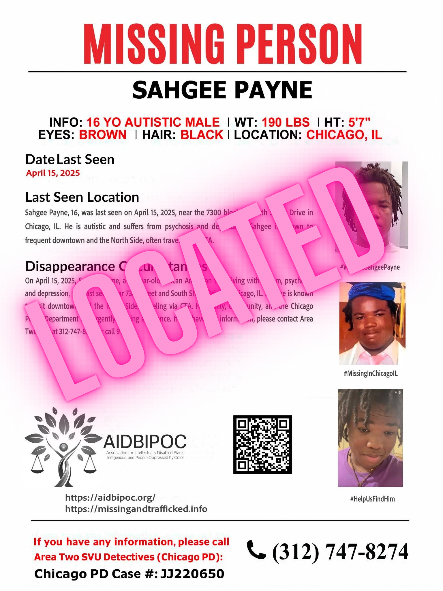 SAHGEE PAYNE LOCATED APRIL 29 2025