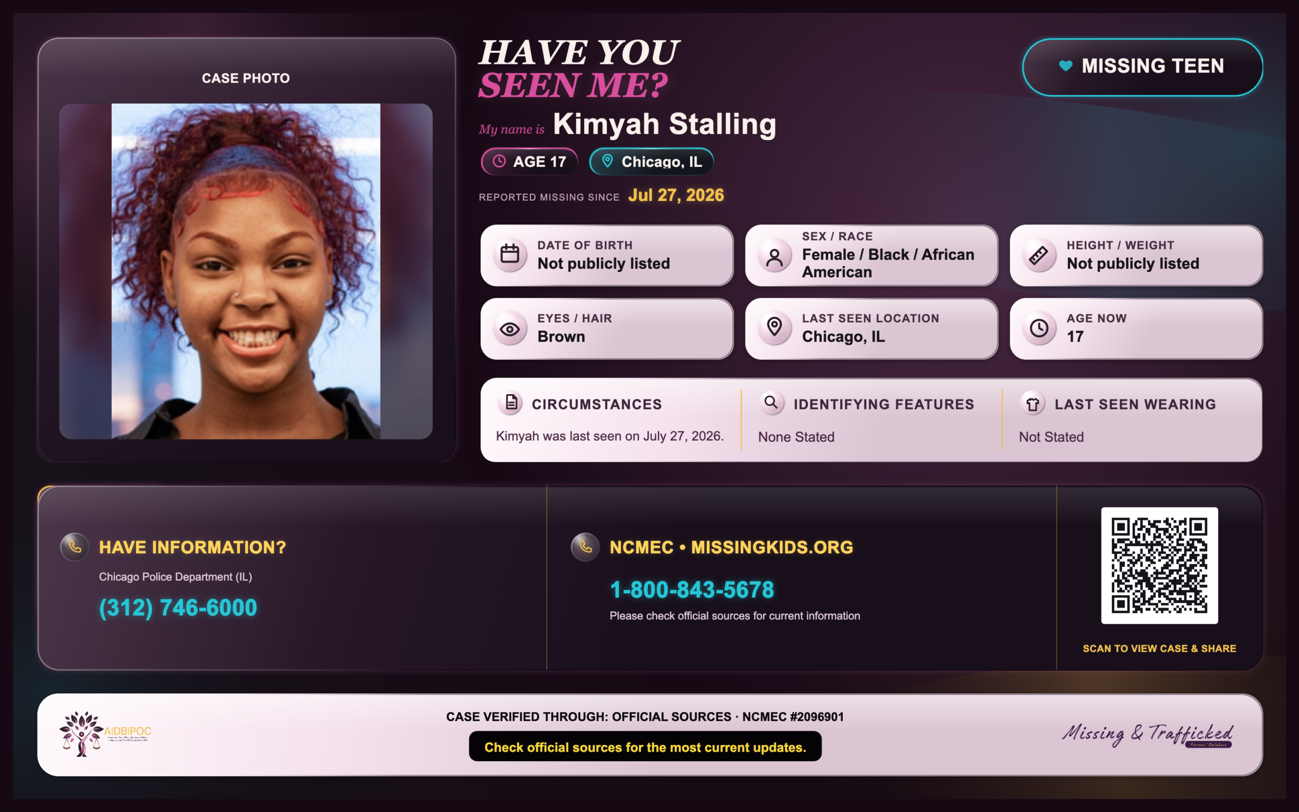 Kimyah Stalling Missing Still Illinois